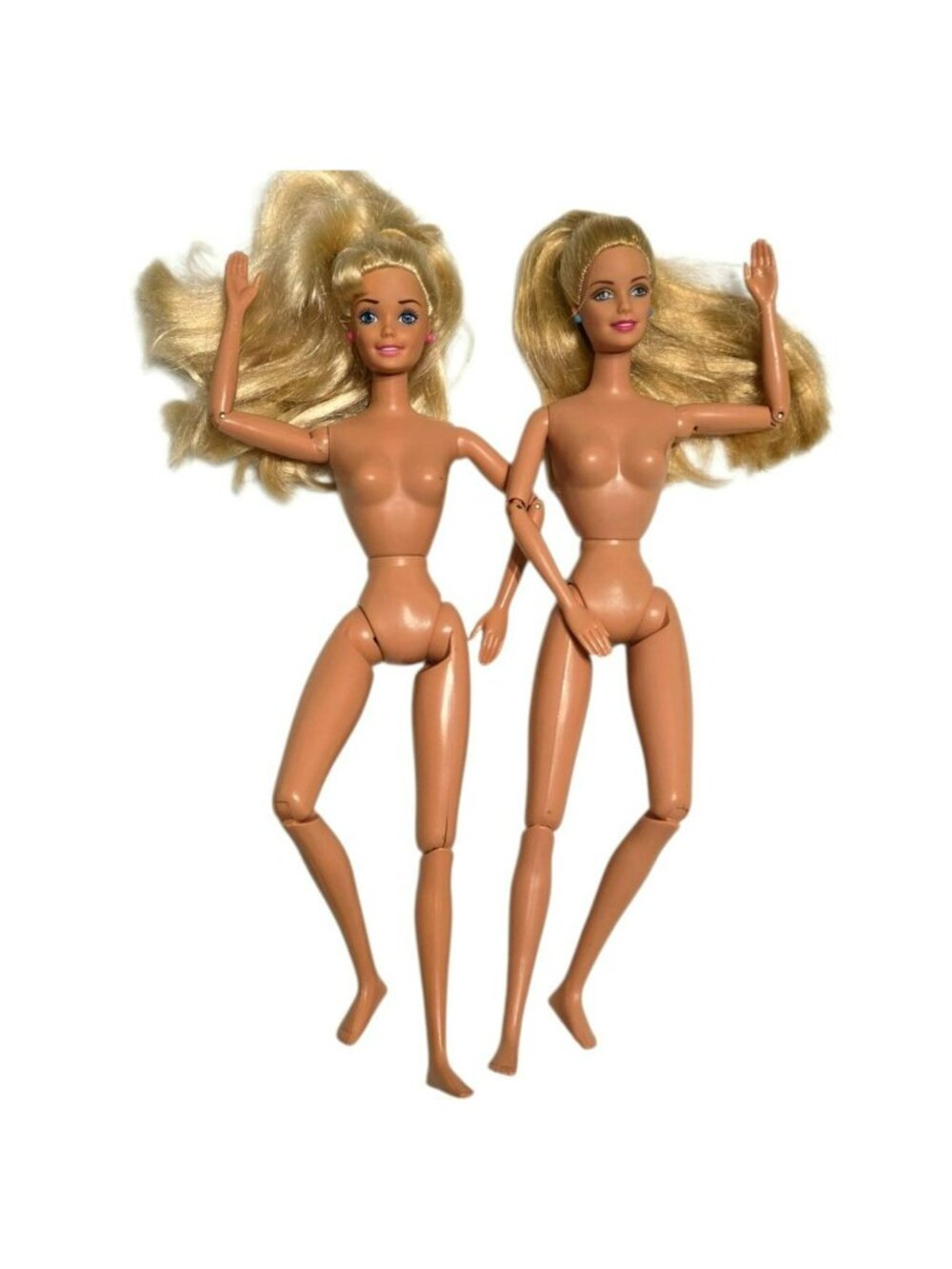 2 Vintage 90s Barbie Dolls Articulated Legs Arms Blond Moveable Joints Poseable